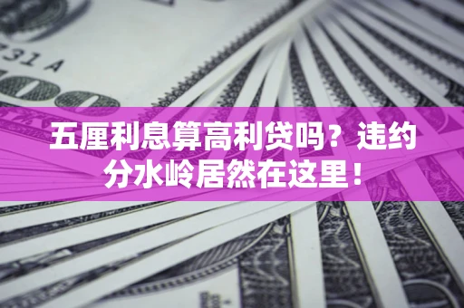 武汉五厘利息算高利贷吗？违约分水岭居然在这里！